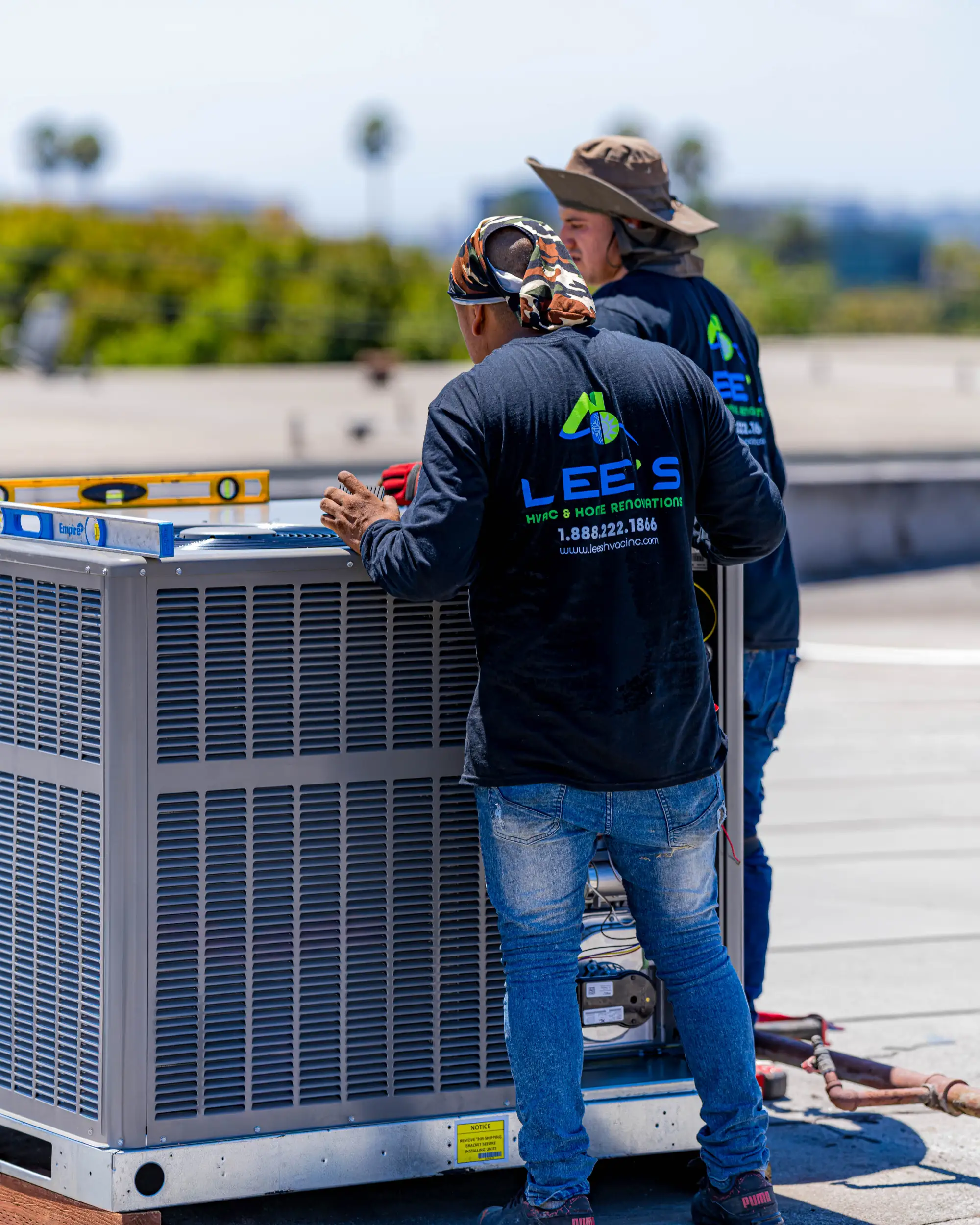 Lee's HVAC technicians on the job